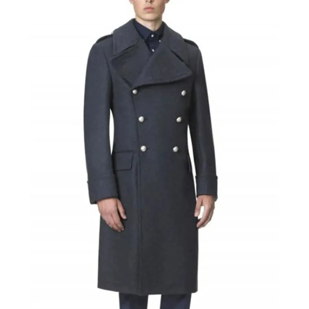 Aidase mens outfits Classic Dark Grey Wool Blend Men Overcoats Customized Warm Trench Coats Large Lapel Double Breasted Formal Groom Wear One Piece