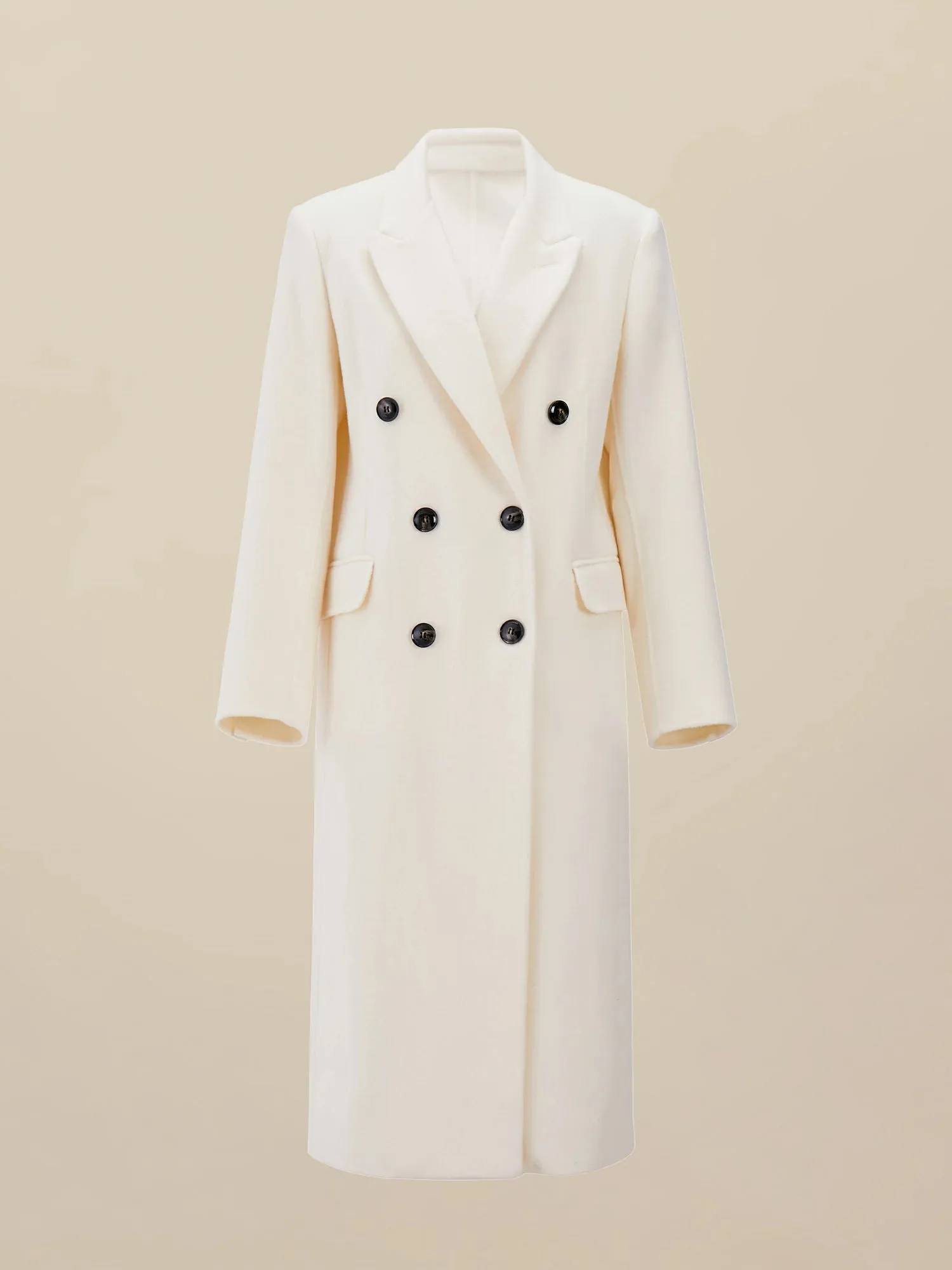 Amoretu 65% Wool Notched Lapel Classic Double Breasted Coat