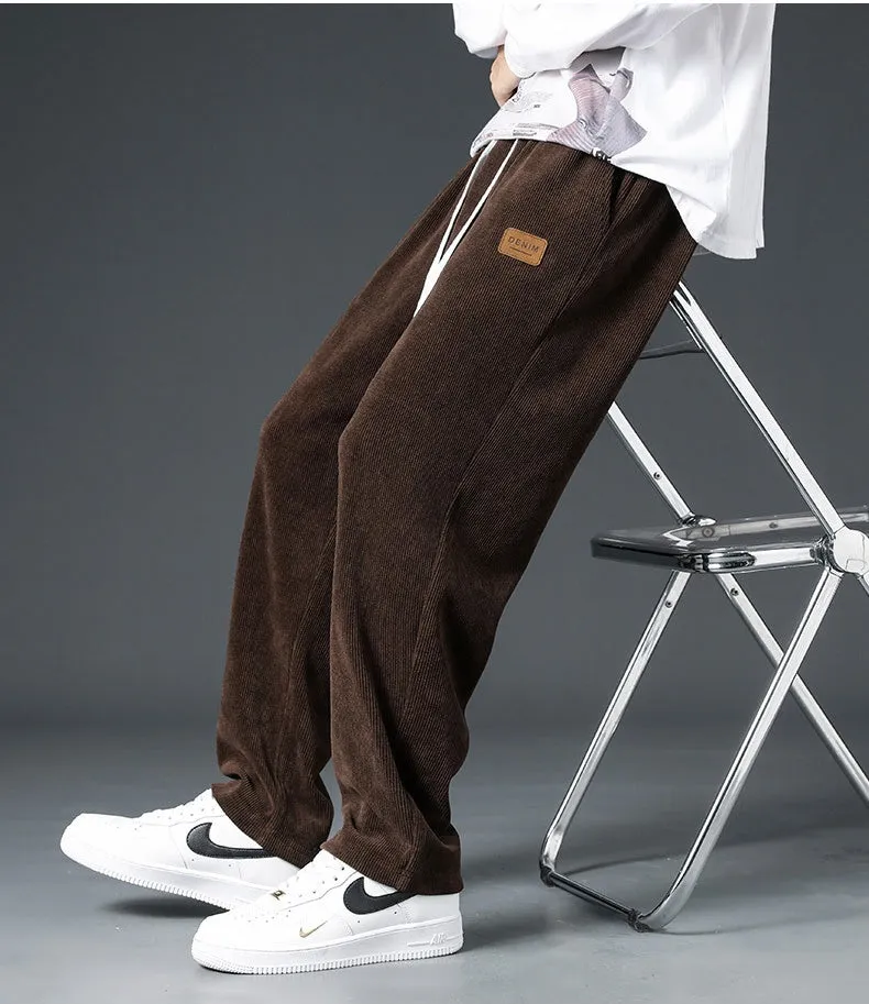 Autumn And Winter Trendy Brand Straight Wide-leg Casual Corduroy Thickened Fleece Pants