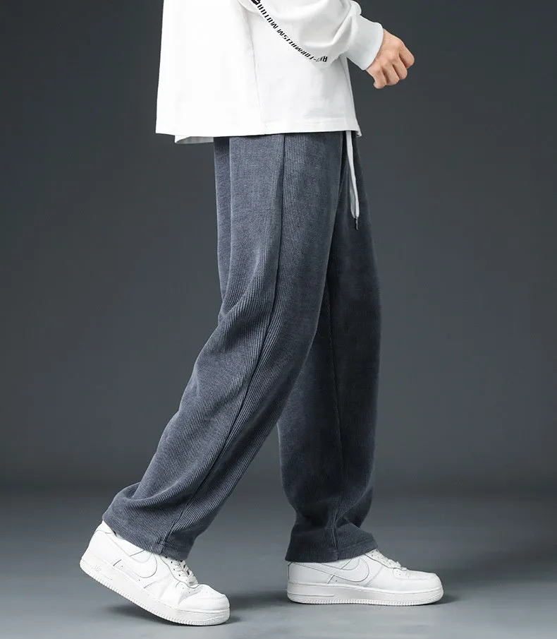 Autumn And Winter Trendy Brand Straight Wide-leg Casual Corduroy Thickened Fleece Pants