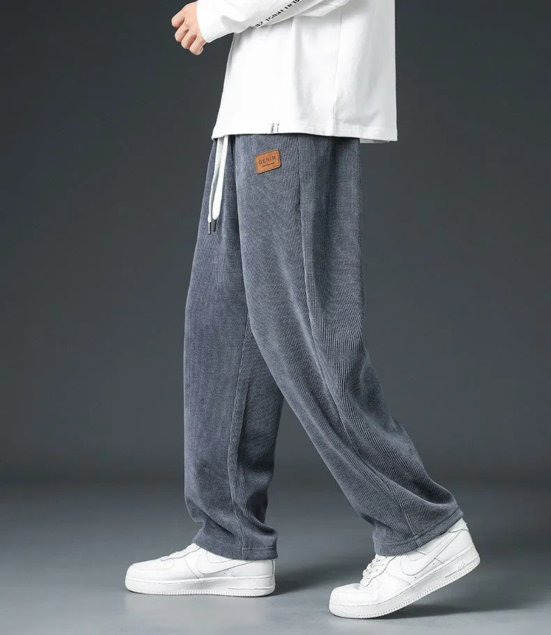 Autumn And Winter Trendy Brand Straight Wide-leg Casual Corduroy Thickened Fleece Pants