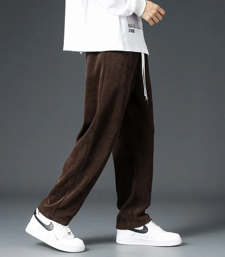 Autumn And Winter Trendy Brand Straight Wide-leg Casual Corduroy Thickened Fleece Pants