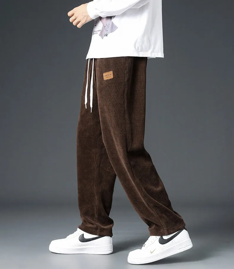 Autumn And Winter Trendy Brand Straight Wide-leg Casual Corduroy Thickened Fleece Pants