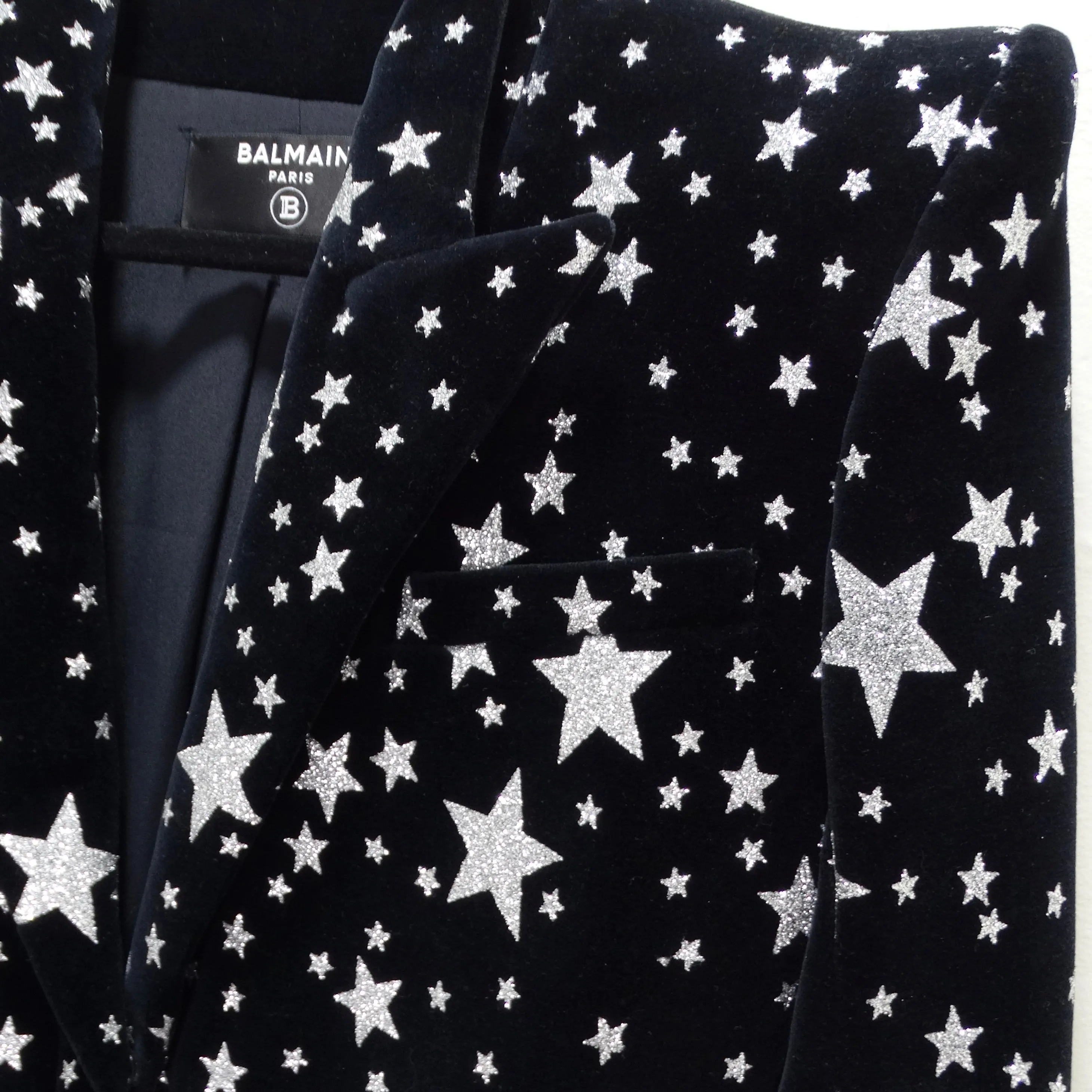 Balmain Pre Fall 2021 Wide Shoulder Star Print Blazer