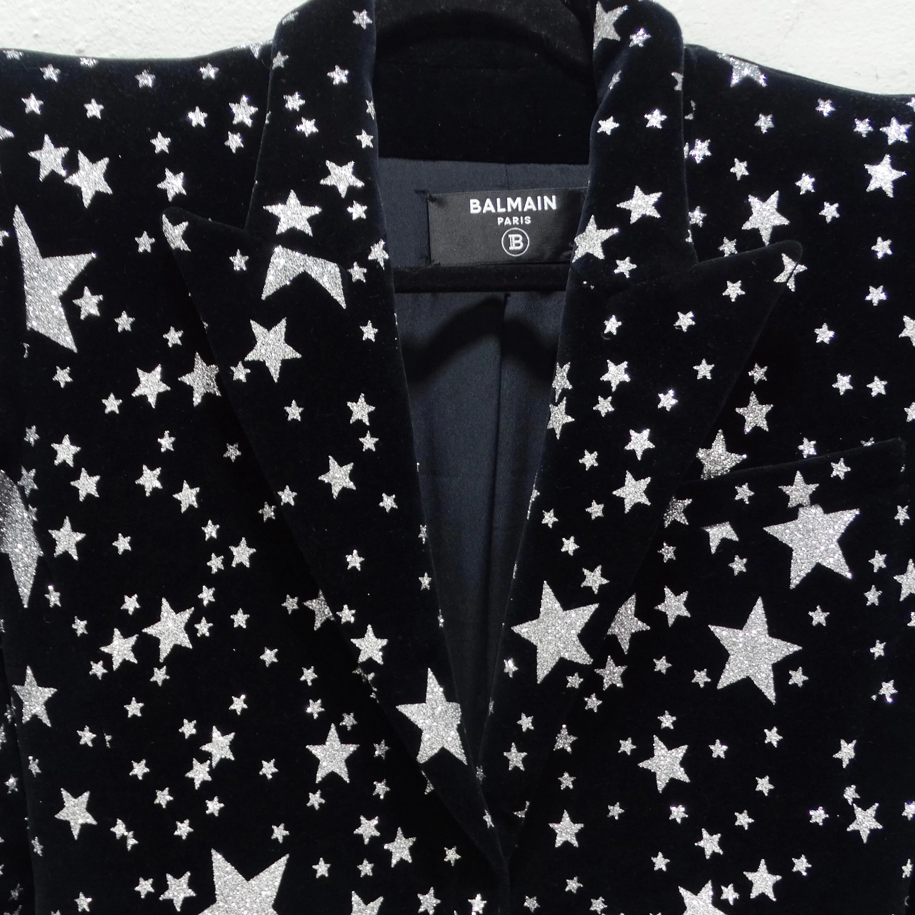 Balmain Pre Fall 2021 Wide Shoulder Star Print Blazer