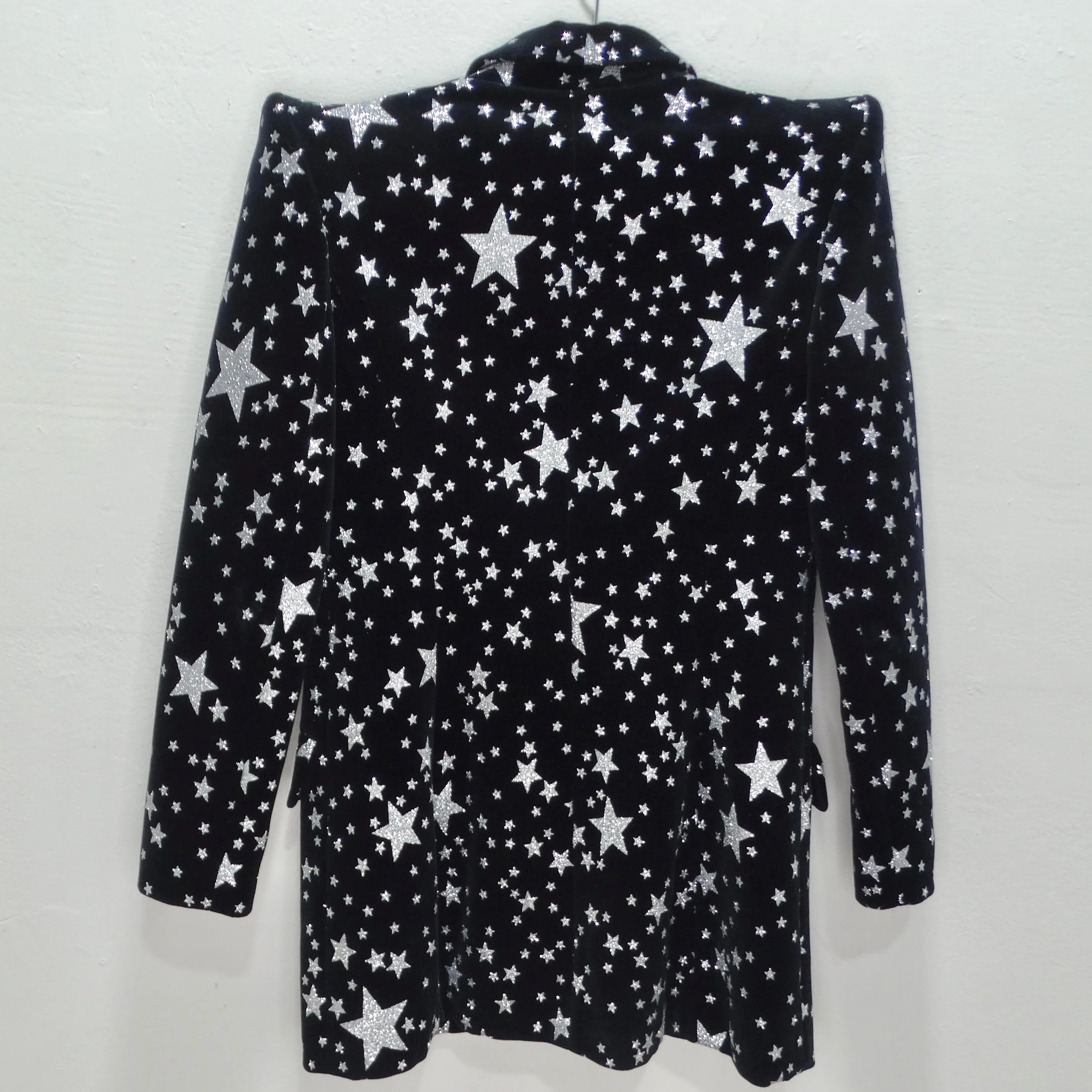 Balmain Pre Fall 2021 Wide Shoulder Star Print Blazer