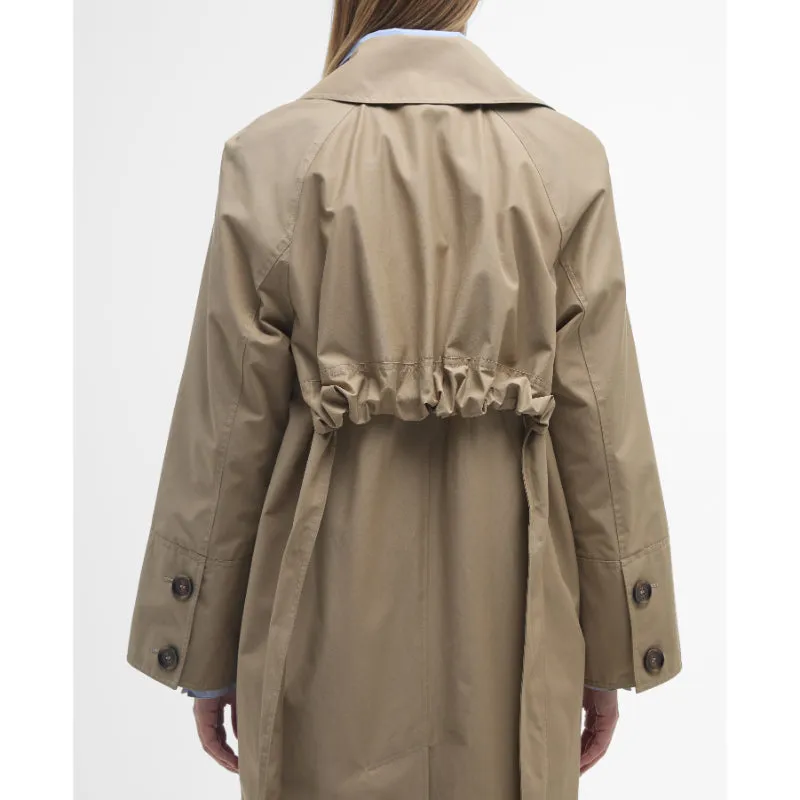 Barbour Beatrix Showerproof Ladies Trench Coat - Light Trench/Sky Dress Tartan