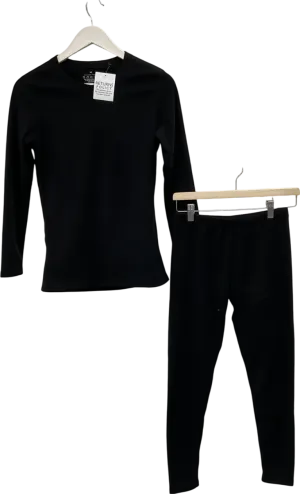 Black Velvet Plush Lined Long Sleeve Top & Leggings UK XS
