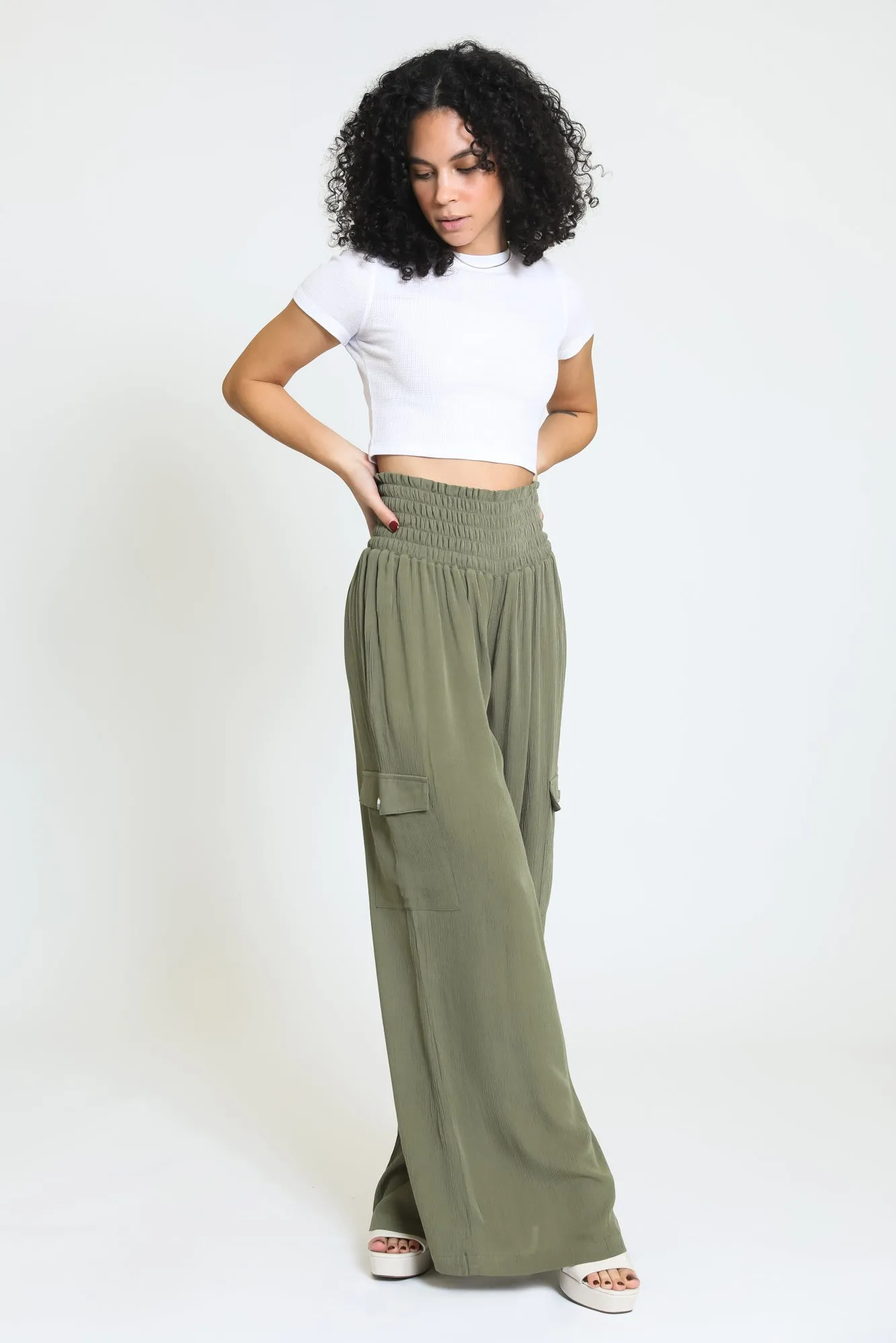 BOARDWALK WIDE LEG W/ CARGO POCKETS - SAGE