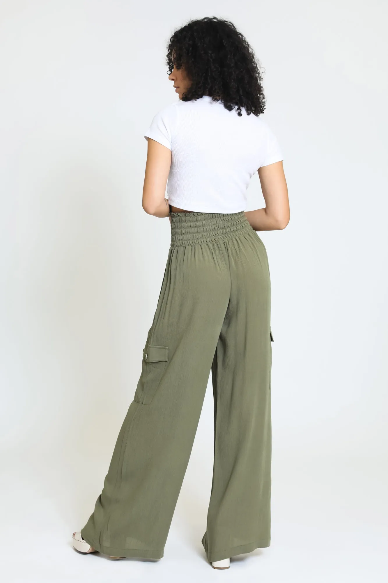 BOARDWALK WIDE LEG W/ CARGO POCKETS - SAGE