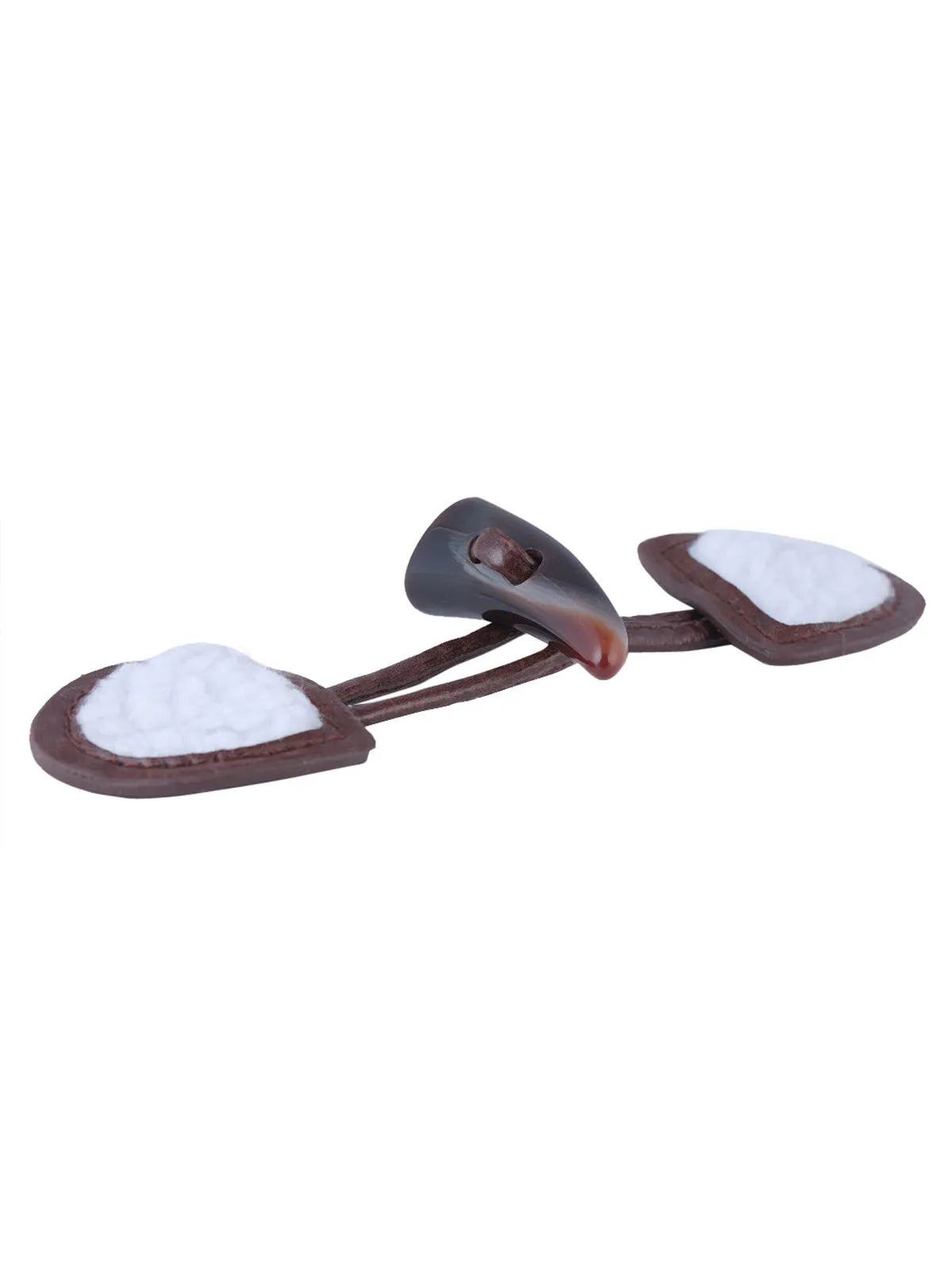 Brown with White PU Leather Horn Closure Toggle