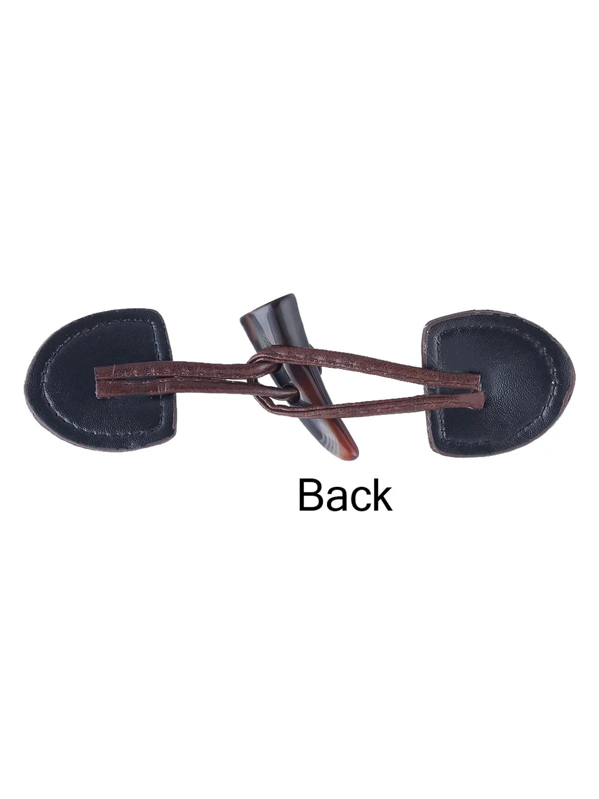 Brown with White PU Leather Horn Closure Toggle
