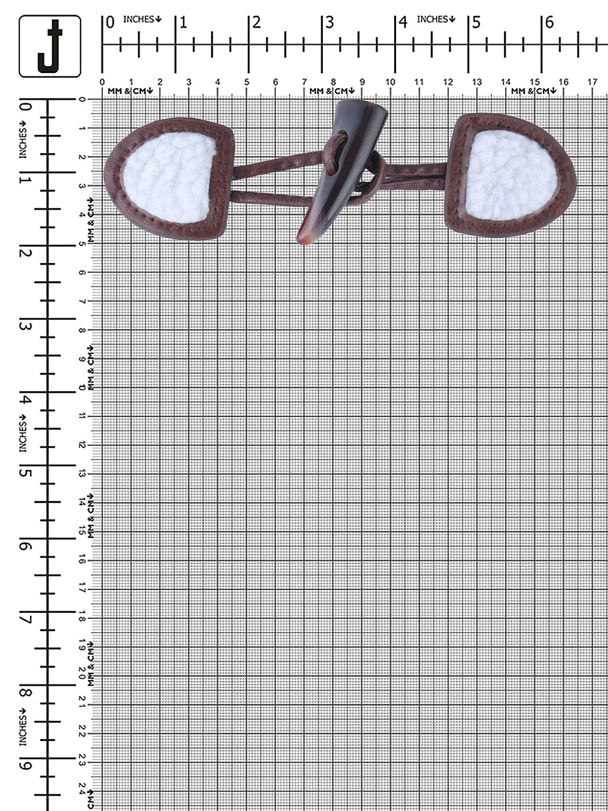 Brown with White PU Leather Horn Closure Toggle