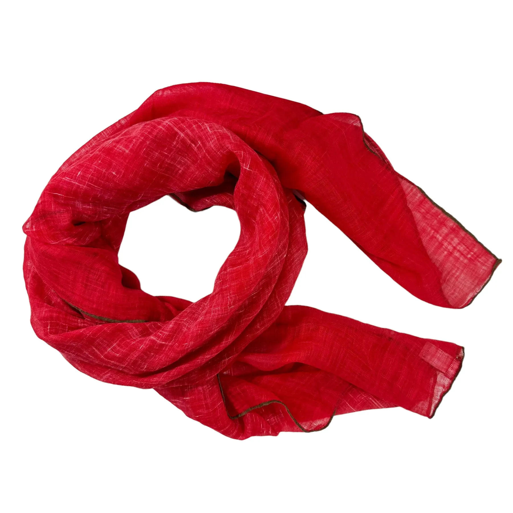 Brunello Cucinelli Linen Scarf Red - Extra Large Square Women Shawl SALE