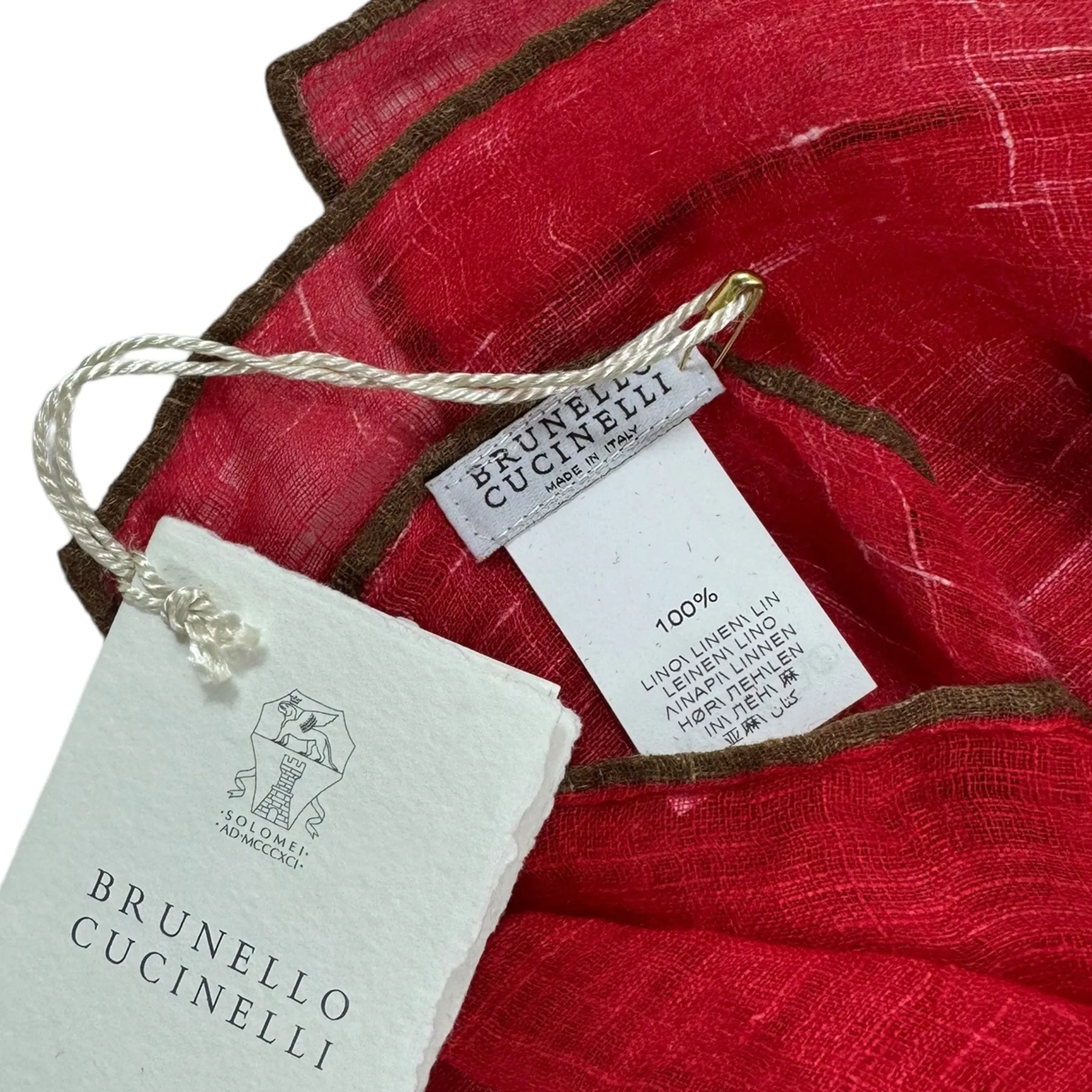 Brunello Cucinelli Linen Scarf Red - Extra Large Square Women Shawl SALE