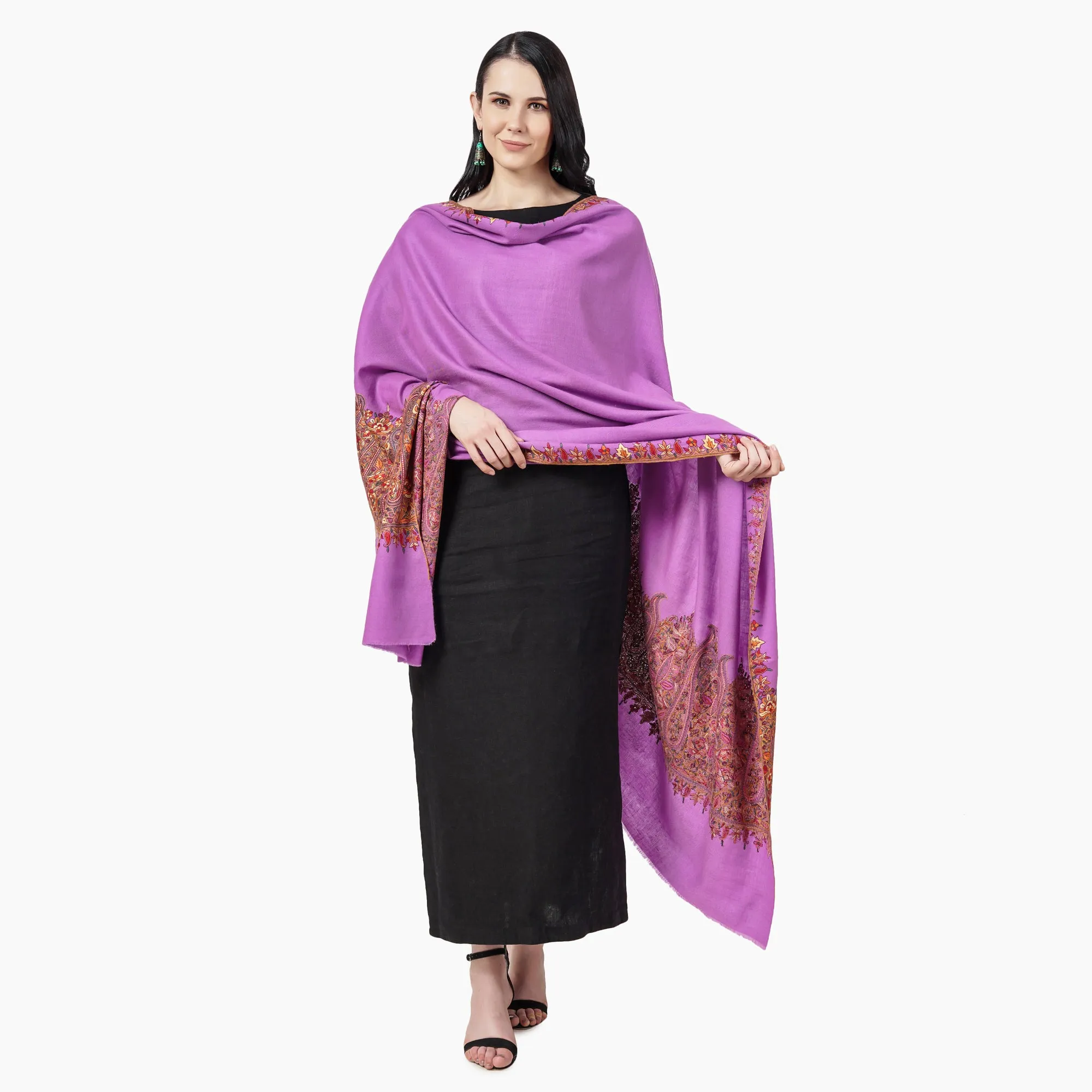 Cashmere Pashmina Shawl Embroidered (Orchid)