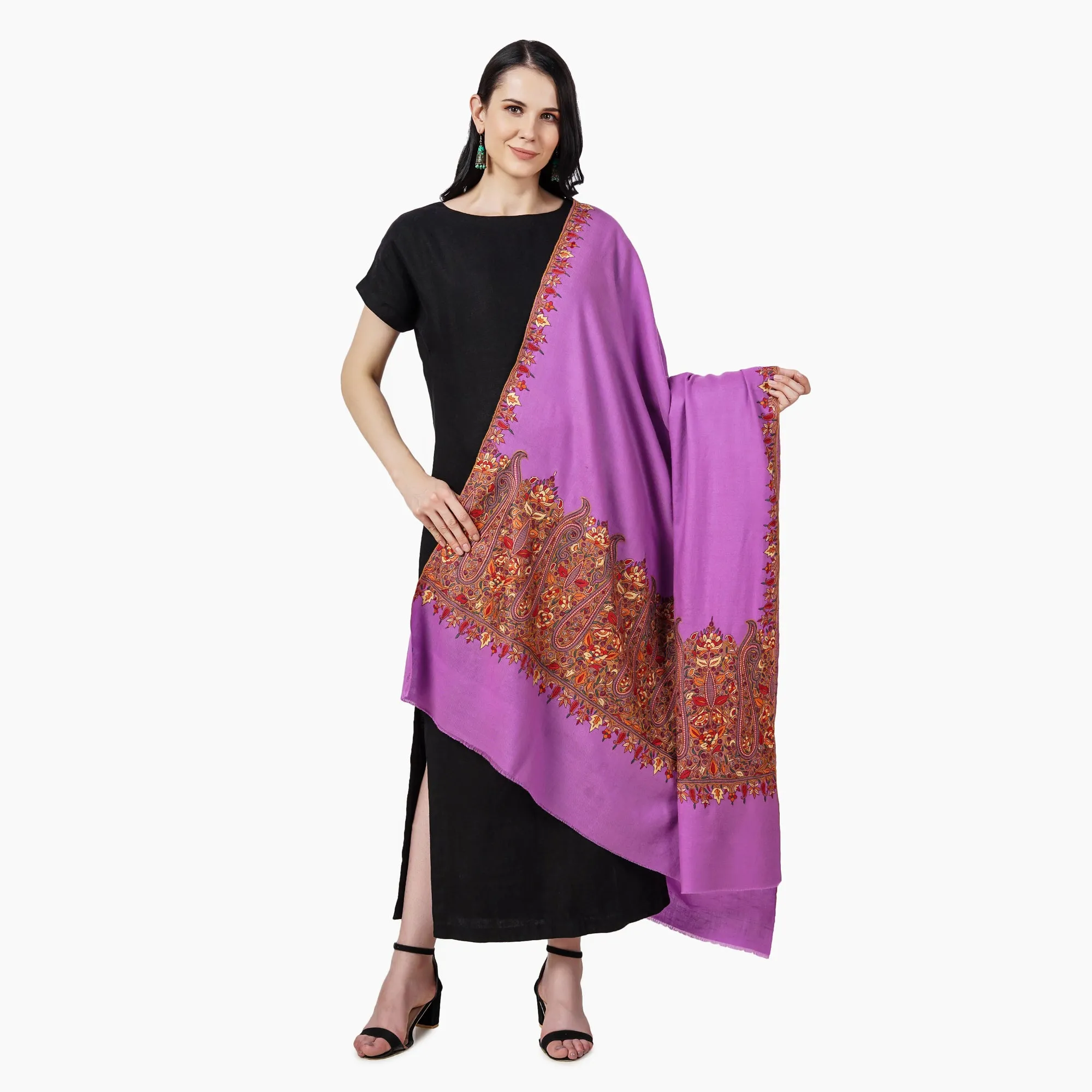 Cashmere Pashmina Shawl Embroidered (Orchid)