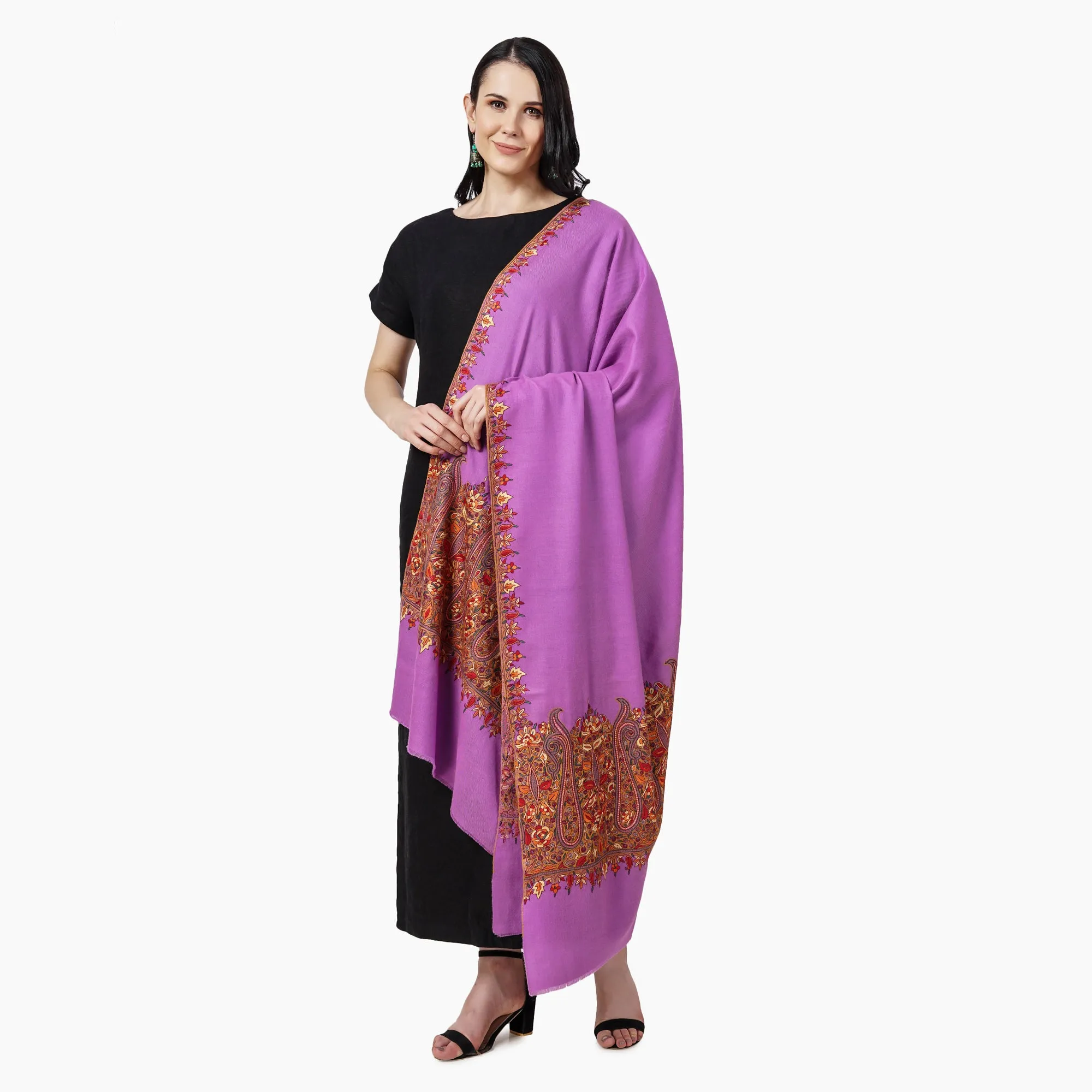 Cashmere Pashmina Shawl Embroidered (Orchid)