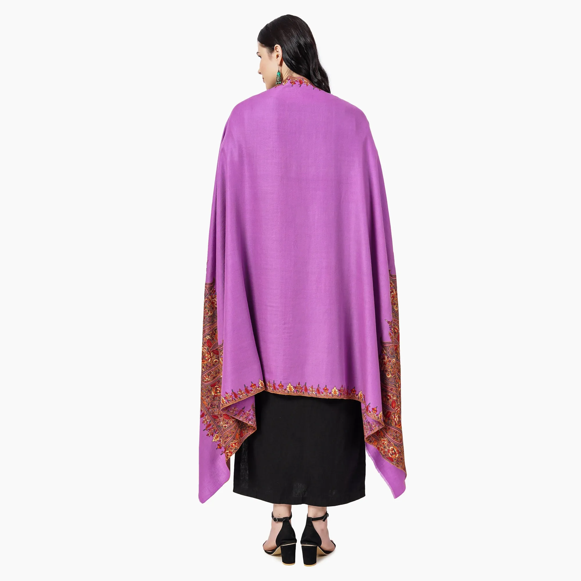 Cashmere Pashmina Shawl Embroidered (Orchid)