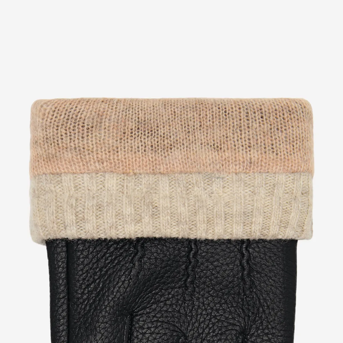 Columbus (black) – deerskin (American deerskin) leather gloves with warm wool lining