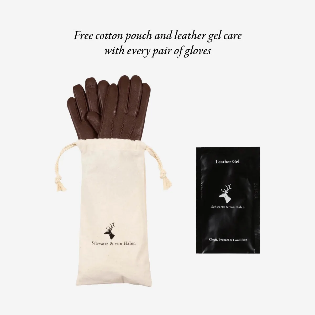Columbus (black) – deerskin (American deerskin) leather gloves with warm wool lining