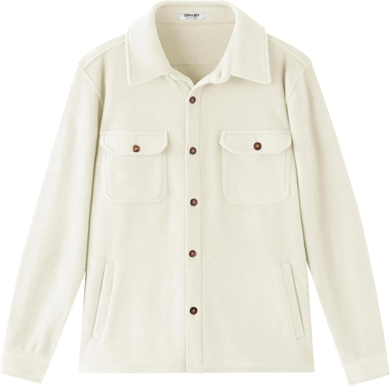 COOFANDY Men's Polar Fleece Shacket Long Sleeve Casual Button Down Shirt Jacket with Pockets
