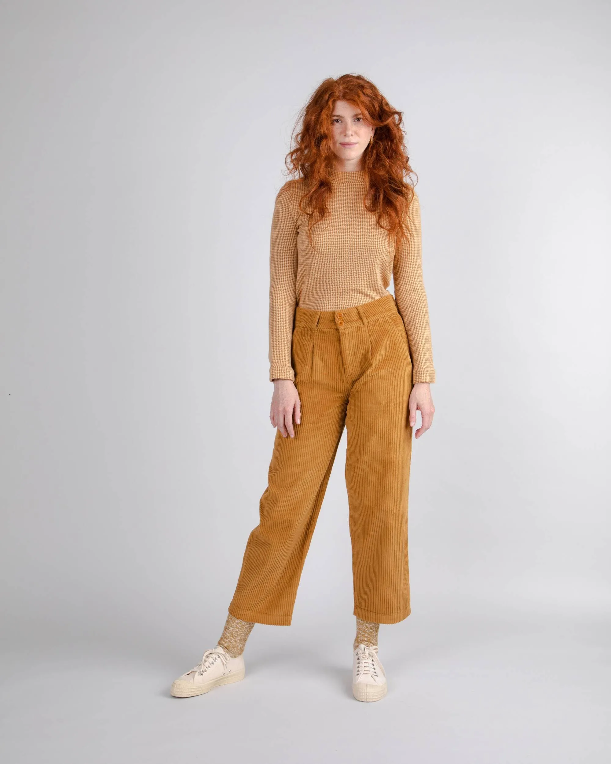 CORDUROY PLEATED PANT - CAMEL