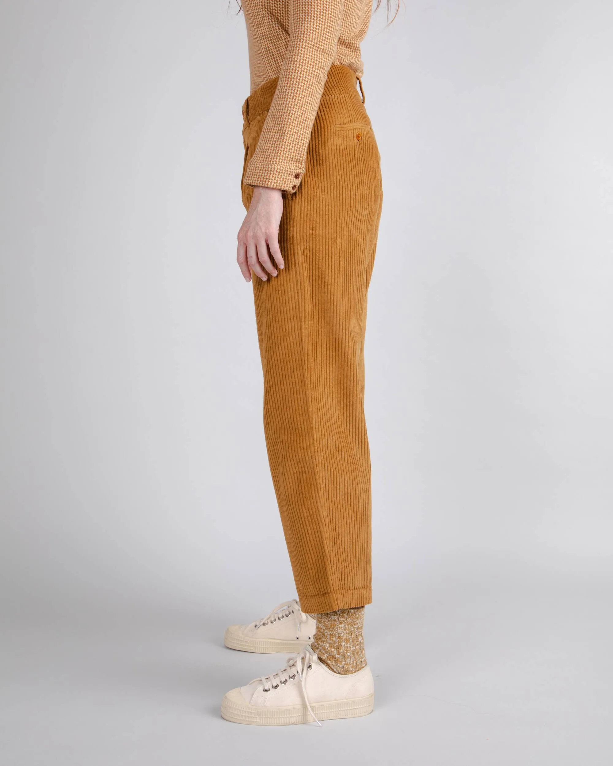 CORDUROY PLEATED PANT - CAMEL
