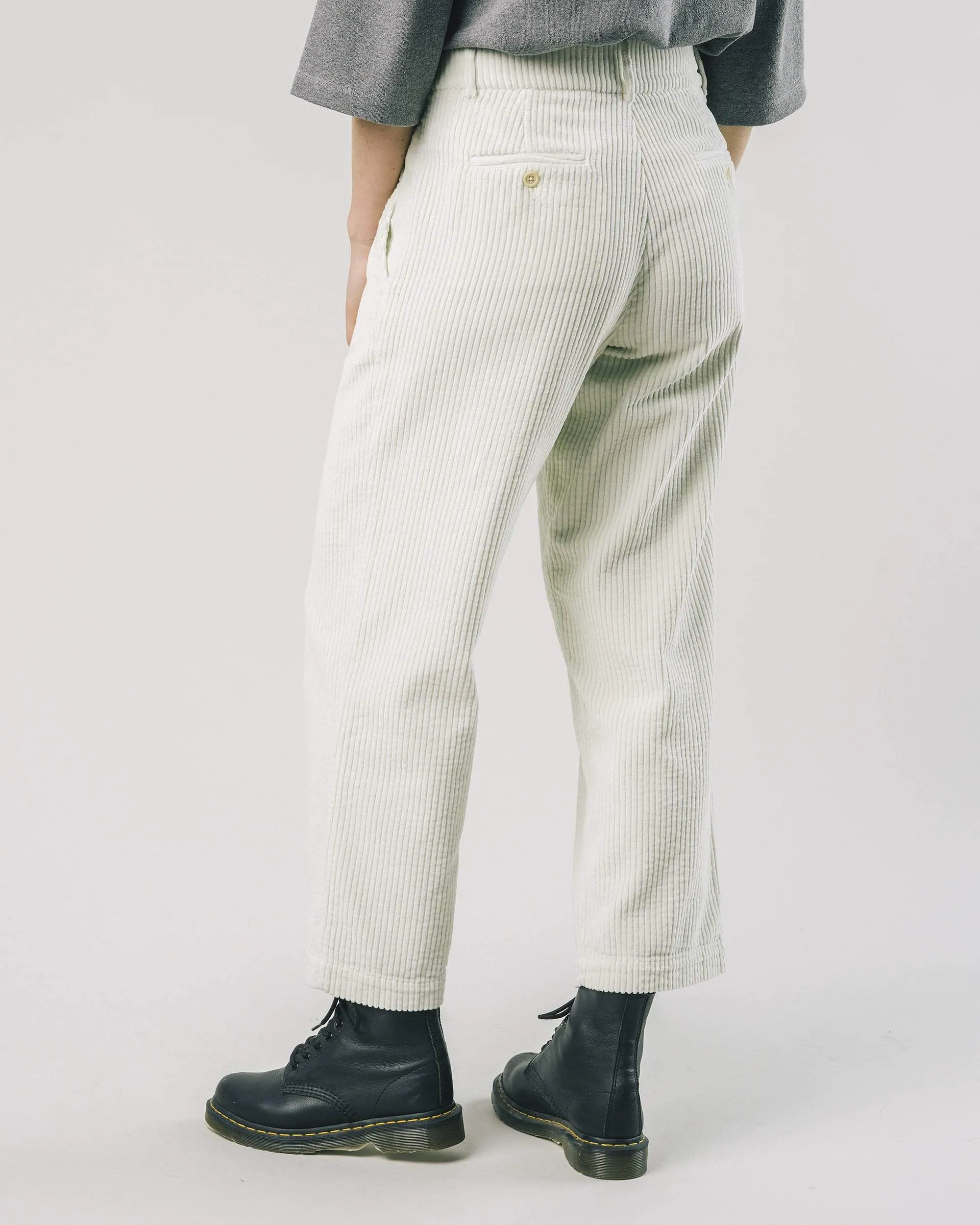 Corduroy Pleated Pant - Ice White