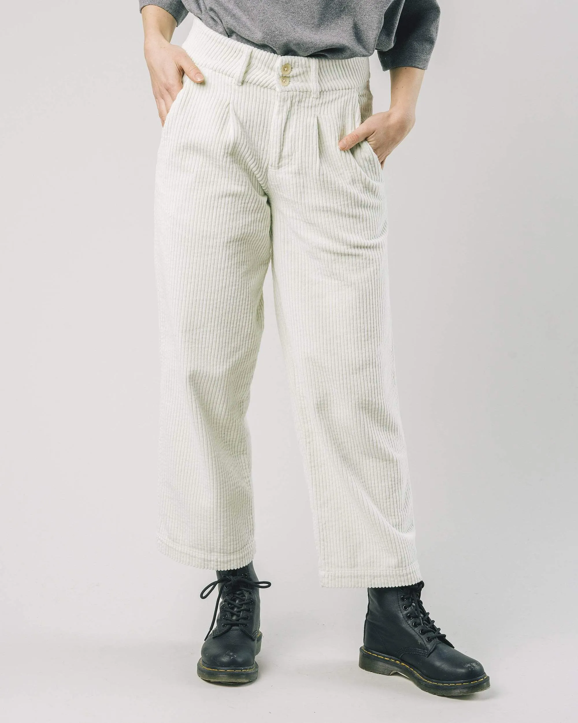 Corduroy Pleated Pant - Ice White