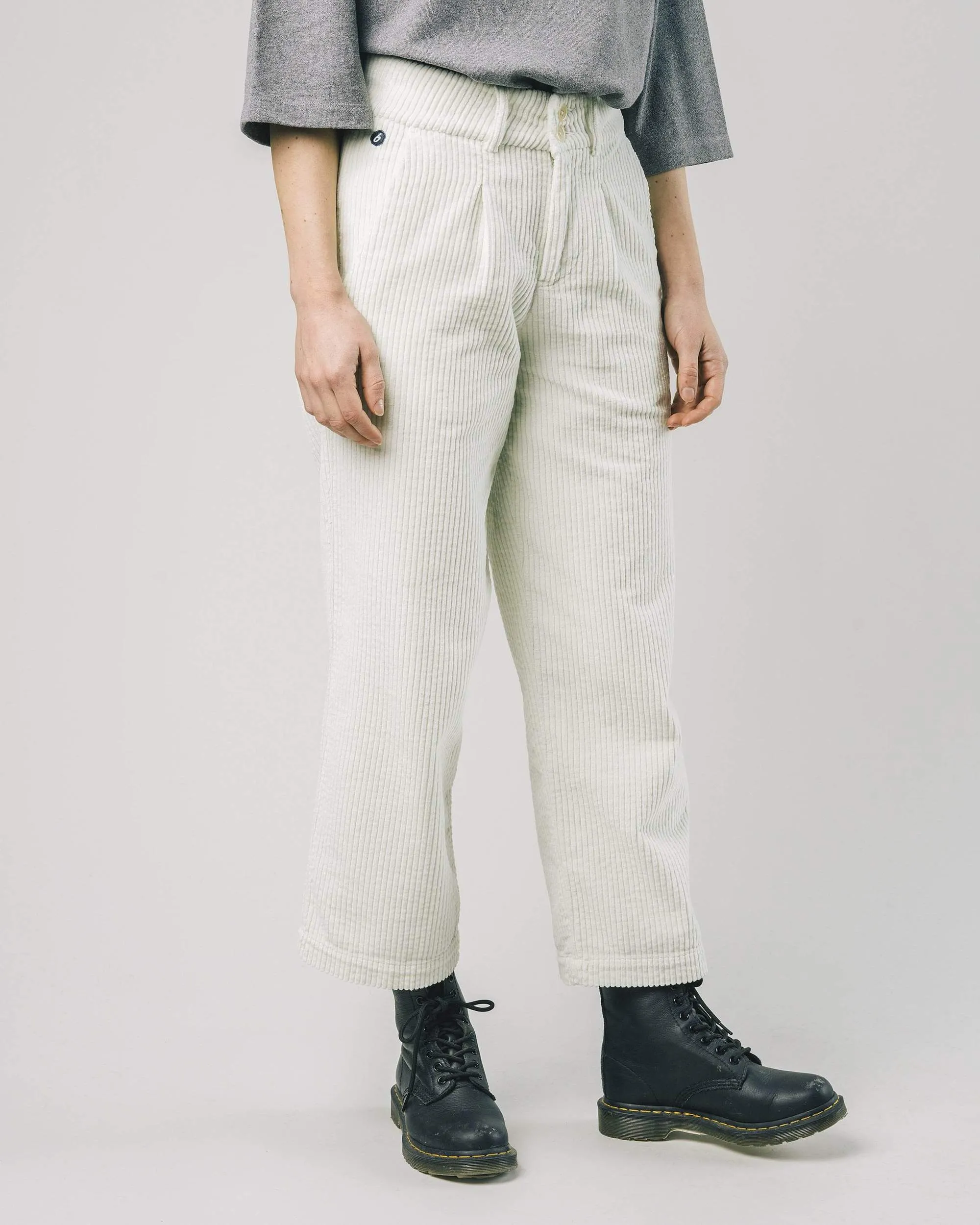Corduroy Pleated Pant - Ice White