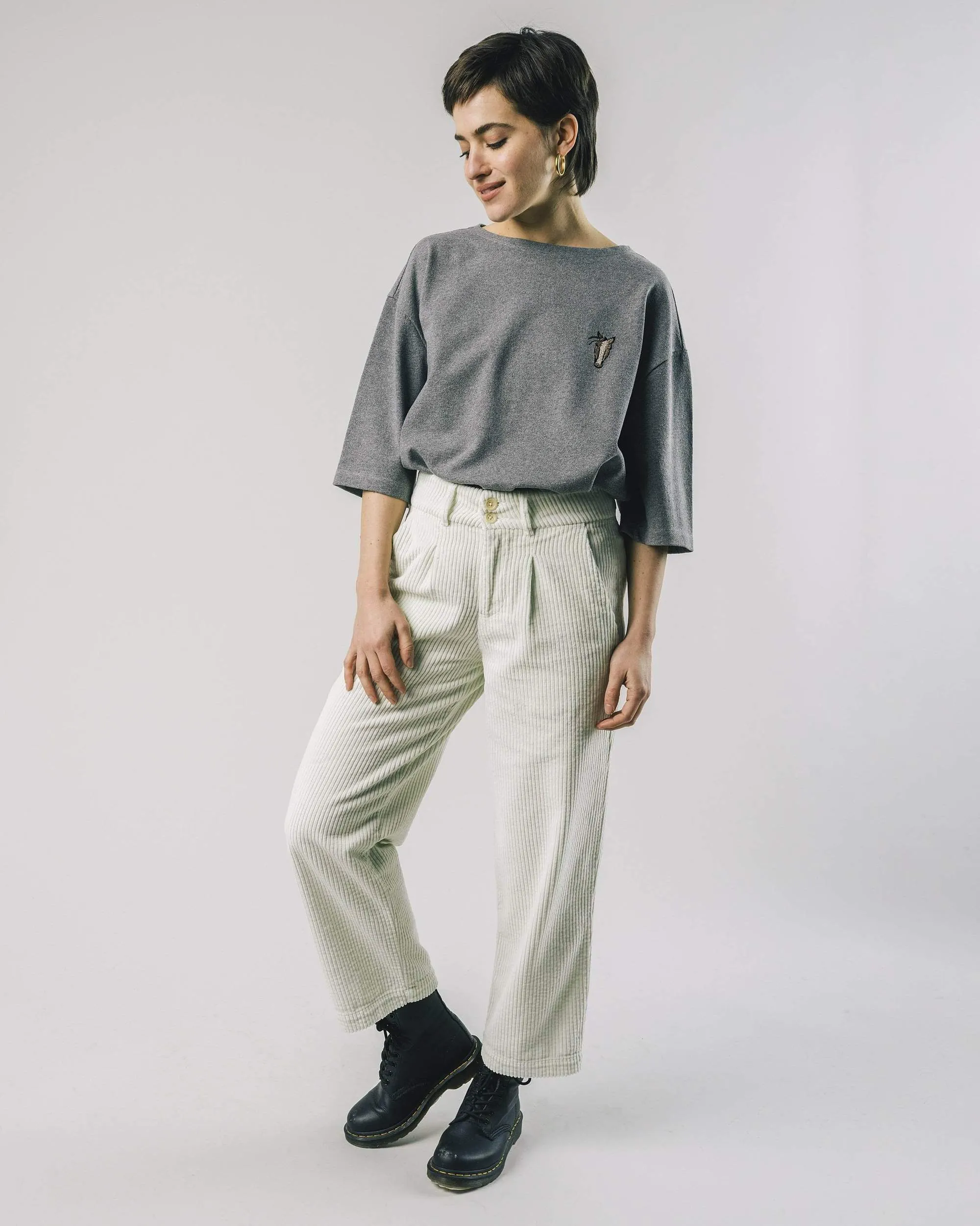 Corduroy Pleated Pant - Ice White