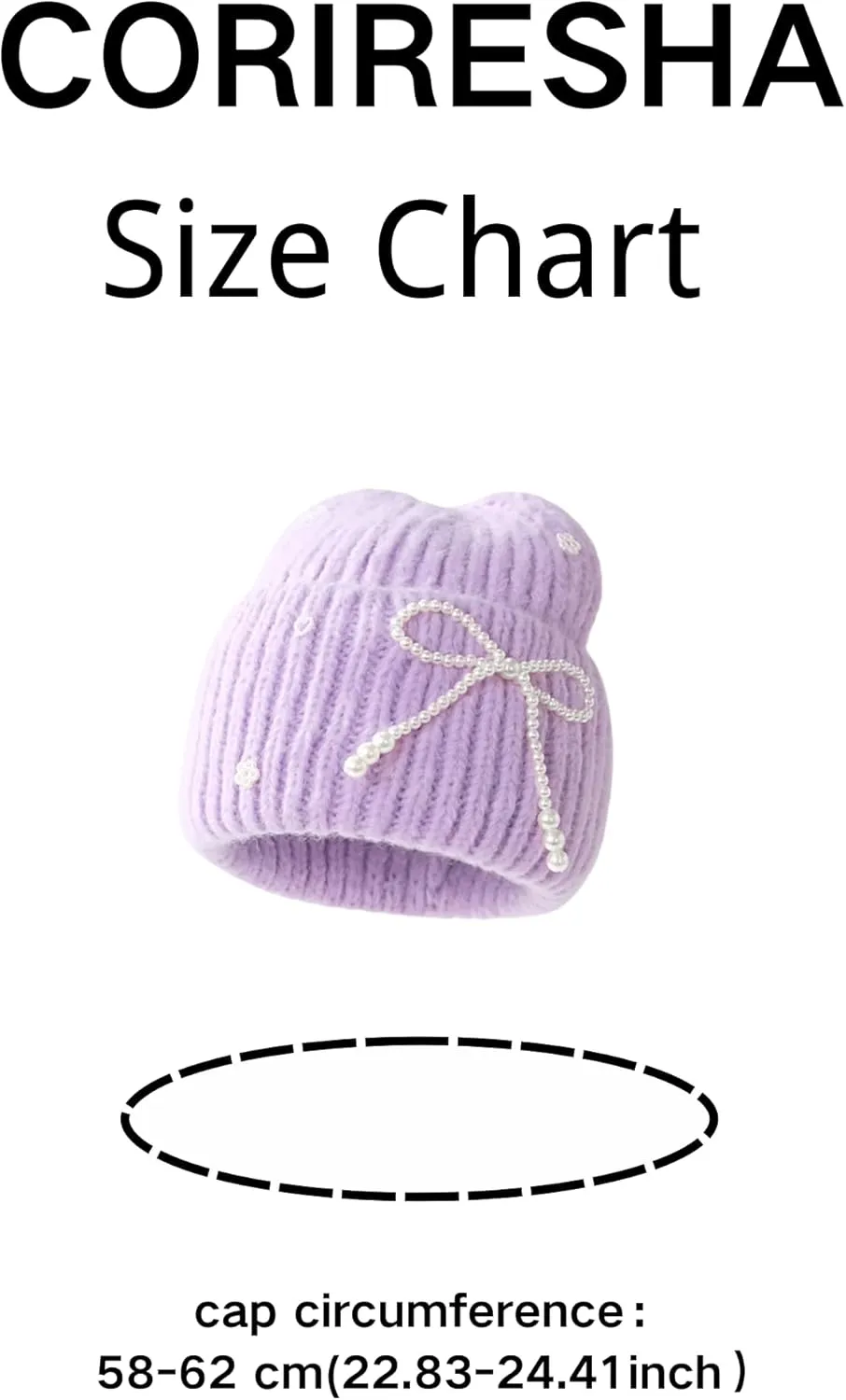 CORIRESHA Women's Cute Pearl Bow Beanie Fashion Cuffed Winter Warm Chunky Rib Knit Hat