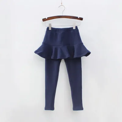 Cozy Chic: Girls' Velvet Padded Leggings