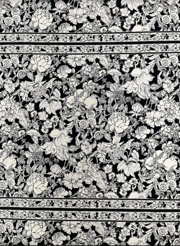 CP-7723W DESIGNER FLORAL PRINT STRETCH COTTON POPLIN PANEL. MAX MARA. ITALY