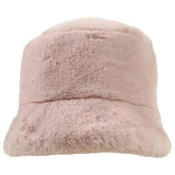 Dents Faux Fur Bucket Hat - Blush Pink