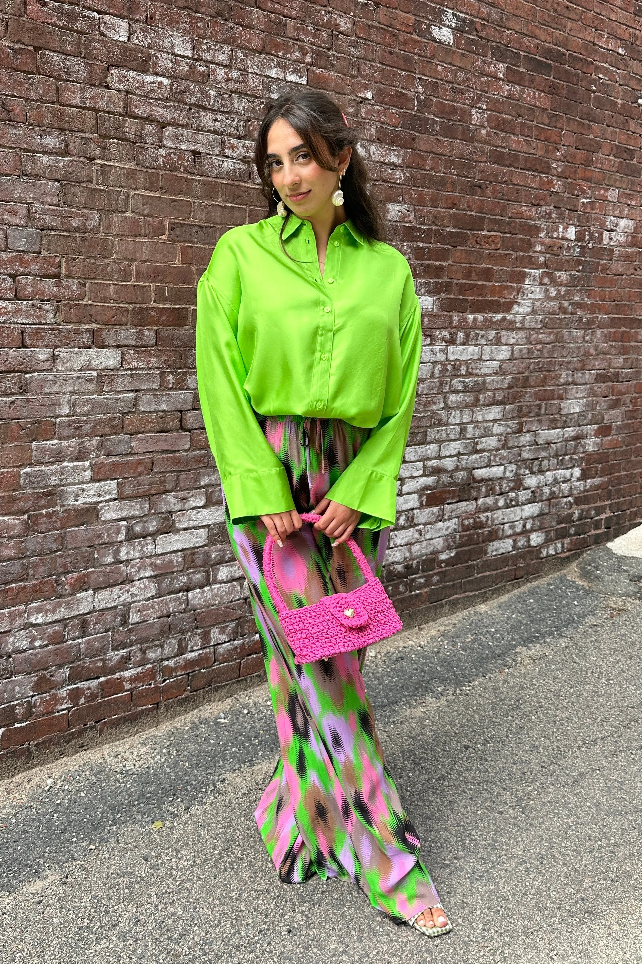 Essentiel Antwerp - Extrovert Wide Track Pants: Green Key