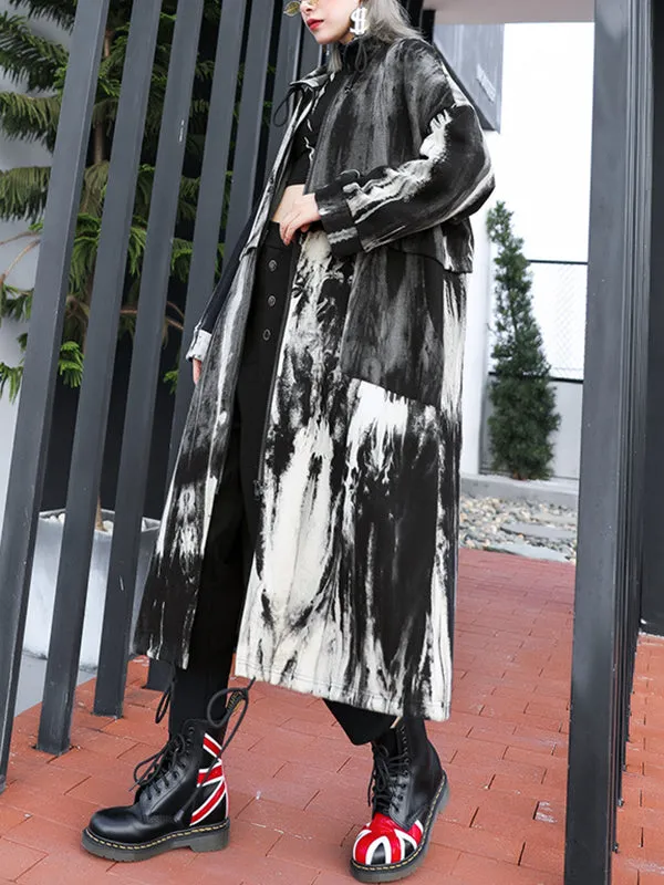 Flytonn-Winter Outfits Christmas Thanksgiving Gift New Year's Eve Outwear Long Sleeves Loose Drawstring Split-Joint Zipper Round-Neck Trench Coats