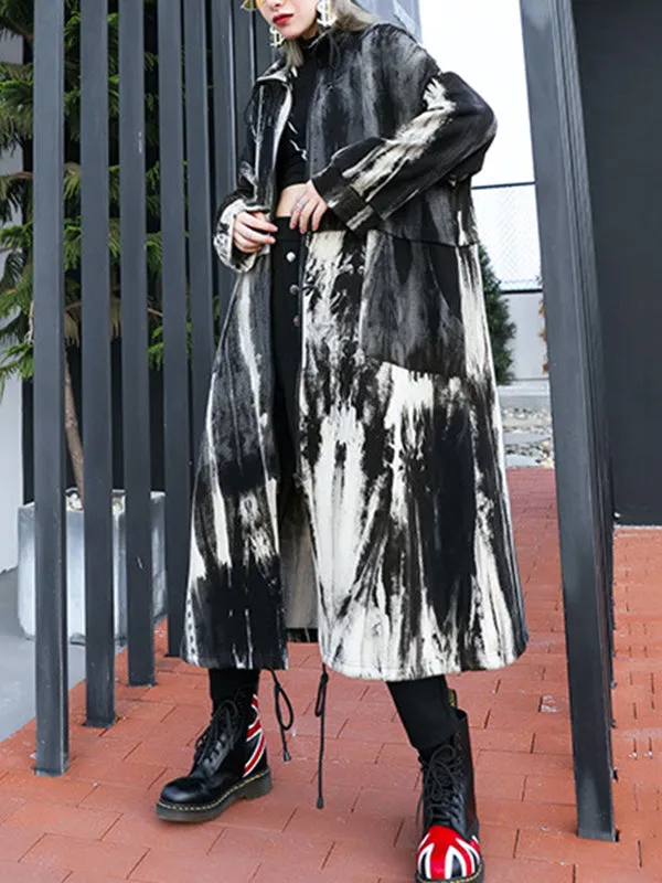 Flytonn-Winter Outfits Christmas Thanksgiving Gift New Year's Eve Outwear Long Sleeves Loose Drawstring Split-Joint Zipper Round-Neck Trench Coats