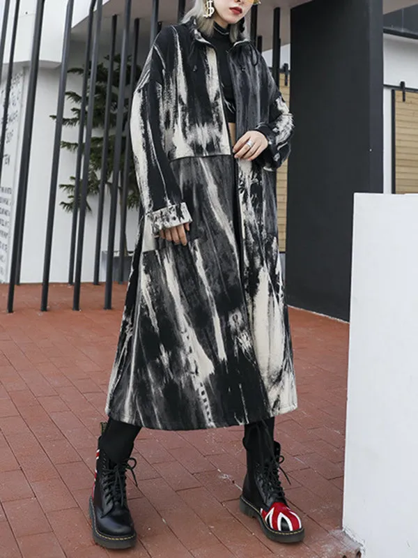 Flytonn-Winter Outfits Christmas Thanksgiving Gift New Year's Eve Outwear Long Sleeves Loose Drawstring Split-Joint Zipper Round-Neck Trench Coats