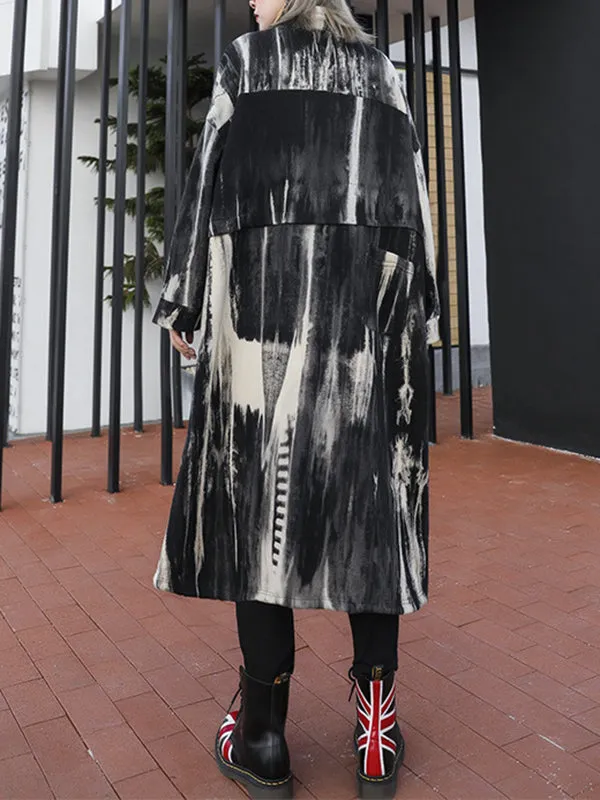 Flytonn-Winter Outfits Christmas Thanksgiving Gift New Year's Eve Outwear Long Sleeves Loose Drawstring Split-Joint Zipper Round-Neck Trench Coats