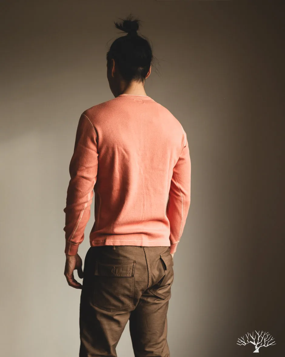 FN-THLH-004 - Waffle Knit Henley Thermal - Light Orange