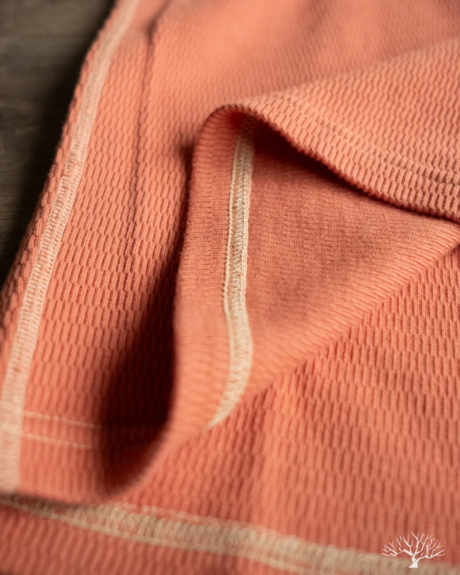 FN-THLH-004 - Waffle Knit Henley Thermal - Light Orange