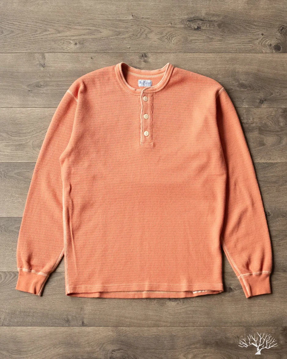 FN-THLH-004 - Waffle Knit Henley Thermal - Light Orange