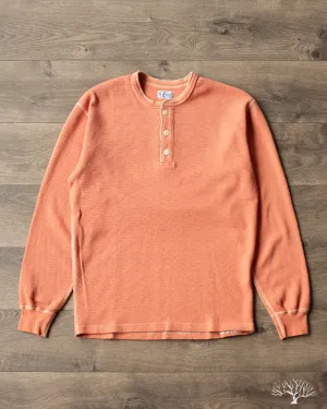 FN-THLH-004 - Waffle Knit Henley Thermal - Light Orange