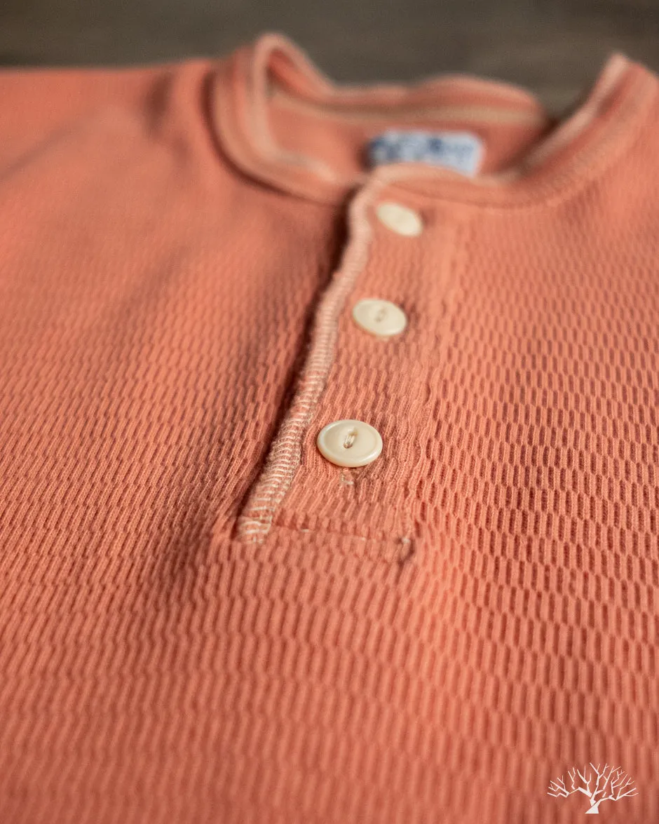 FN-THLH-004 - Waffle Knit Henley Thermal - Light Orange