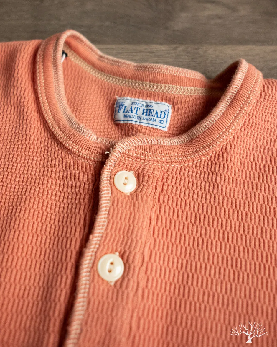 FN-THLH-004 - Waffle Knit Henley Thermal - Light Orange