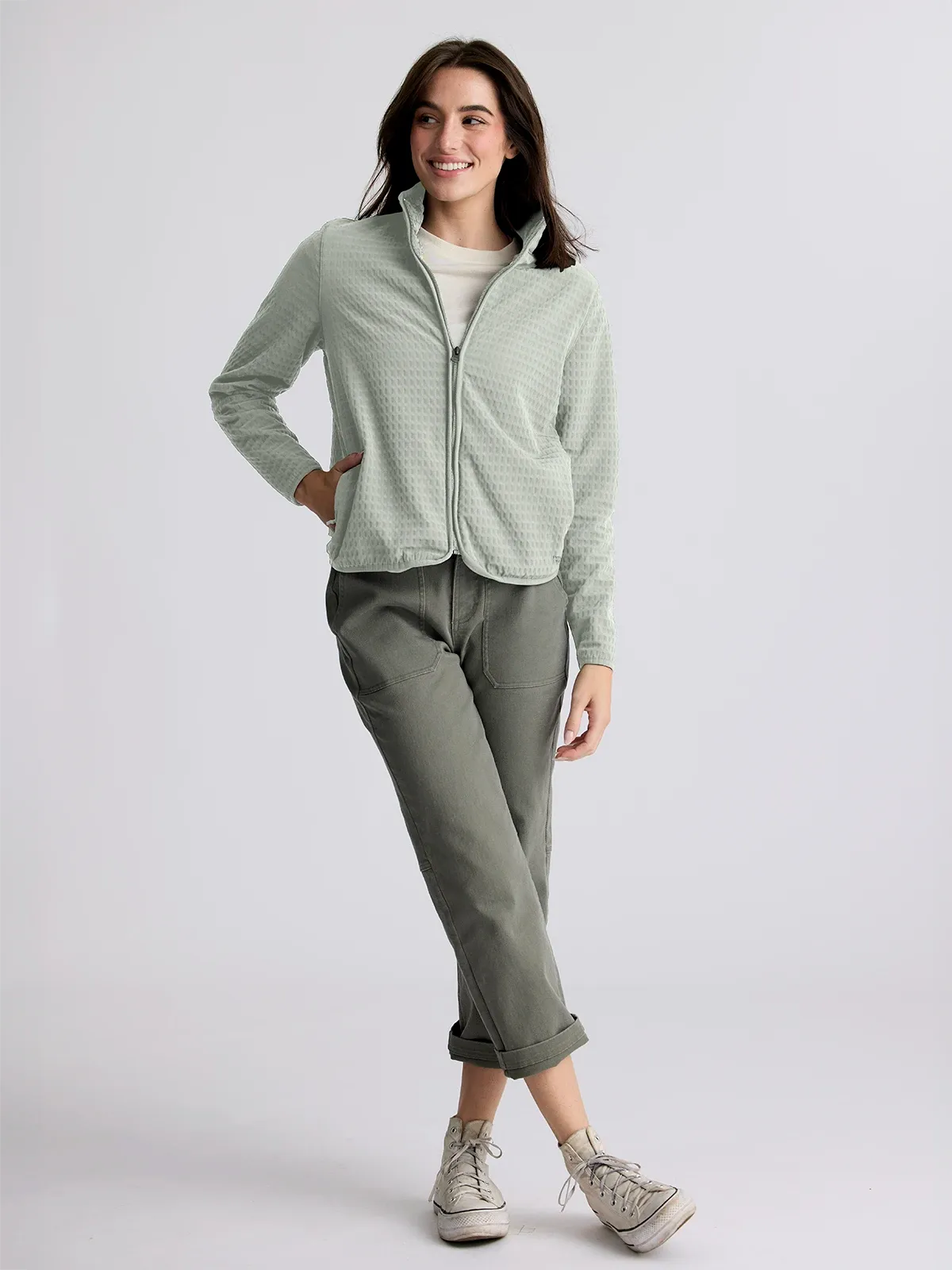 Free Fly W Gridback Fleece Jacket DESERT SAGE