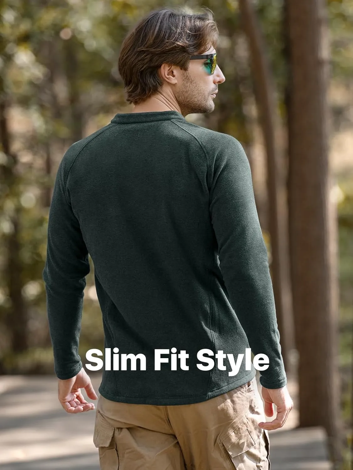FREE SOLDIER Men's Thermal Henley Long Sleeve Shirts Fleece Pullover Sweaters Lightweight Sweatshirts