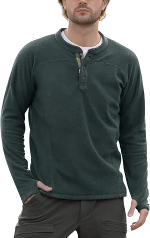 FREE SOLDIER Men's Thermal Henley Long Sleeve Shirts Fleece Pullover Sweaters Lightweight Sweatshirts